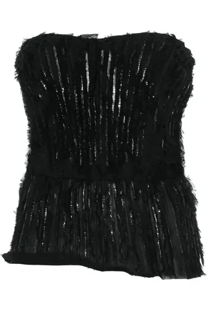Elisabetta Franchi Sequin-embellished fringed strapless top