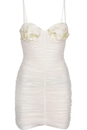 ROTATE Lace-appliqué spaghetti strap mini dress
