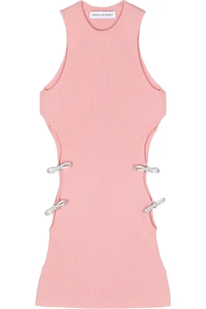 Mach & Mach Bow-appliqué cut-out knitted top