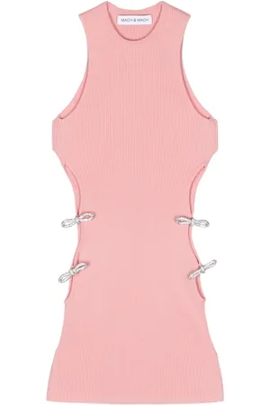 Mach & Mach Bow-appliqué cut-out knitted top