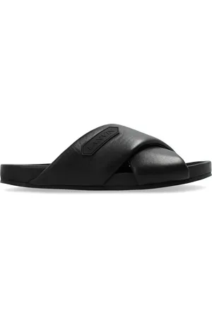 Lanvin Logo-appliqu?? crossover leather slides