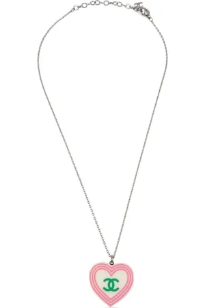 CHANEL 2004 CC-print heart pendant necklace