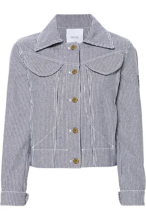 Patou Striped cropped denim jacket