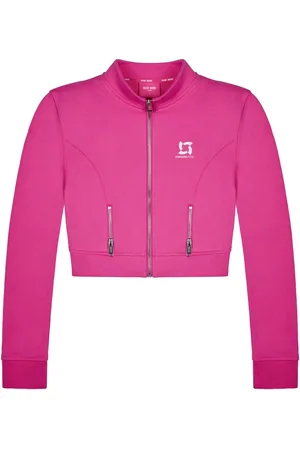 TEAM WANG design Logo-print cropped track jacket