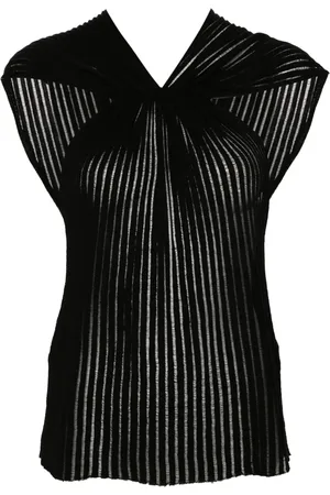 Saint Laurent Criss-cross ribbed blouse
