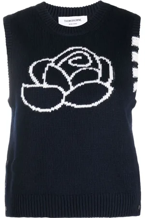 Thom Browne Floral-intarsia sleeveless knitted top