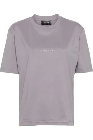 Styland Glitter-detail cotton T-shirt