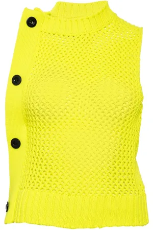 SACAI Asymmetric crochet-knit tank top