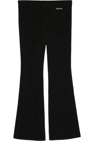 pushBUTTON Logo-embroidered lurex flared trousers
