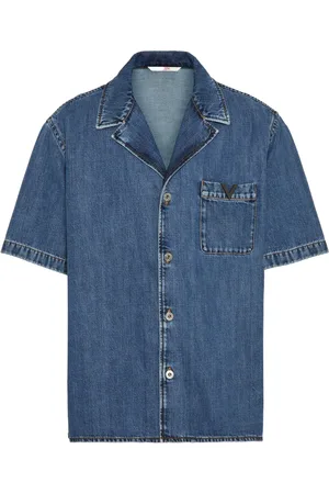 VALENTINO GARAVANI V-detail denim bowling shirt