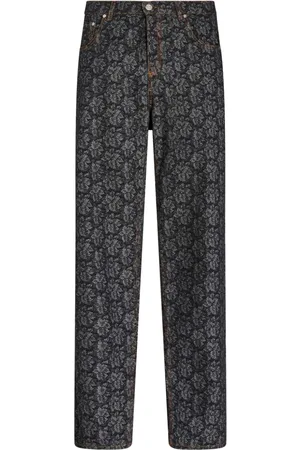 Etro Patterned-jacquard straight-leg jeans