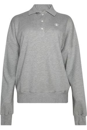 ÉTERNE Polo-collar cotton sweatshirt