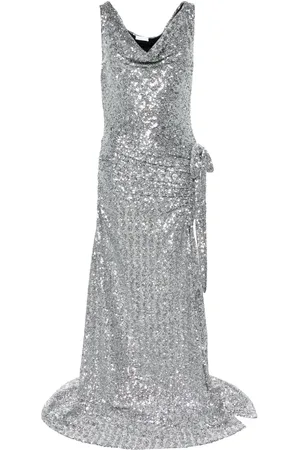 Paco rabanne Sequin-embellished asymmetric gown
