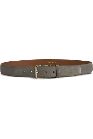 santoni Logo-embossed suede belt