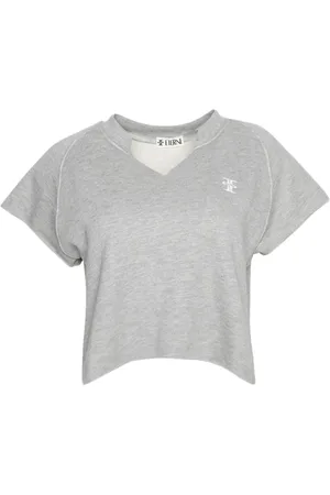 ÉTERNE Terry logo-embroidered crop top
