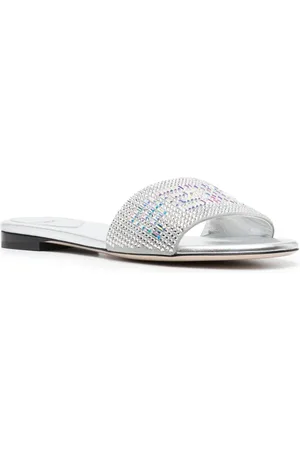 Fendi Crystal-embellished leather sandals