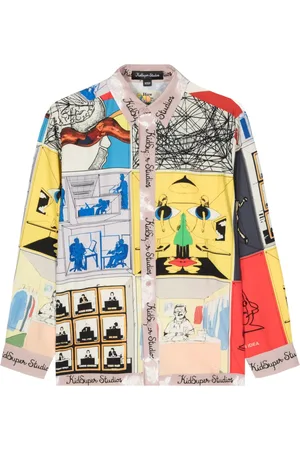 KIDSUPER STUDIOS Graphic-print satin shirt