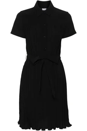 DKNY Belted plissé mini dress