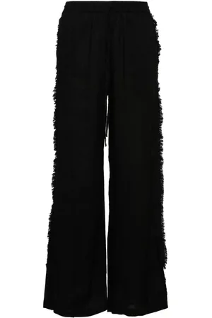 P.A.R.O.S.H. Fringed linen straight-leg trousers