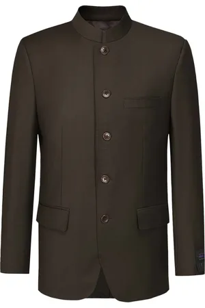 SHANGHAI TANG Stand up-collar wool blazer