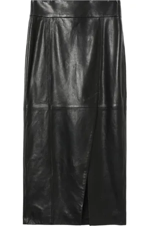 IRO Leather midi pencil skirt
