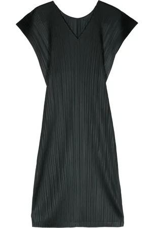 PLEATS PLEASE ISSEY MIYAKE V-neck plissé midi dress