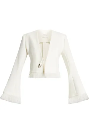 CHATS BY C.DAM V-neck fringed cropped jacket