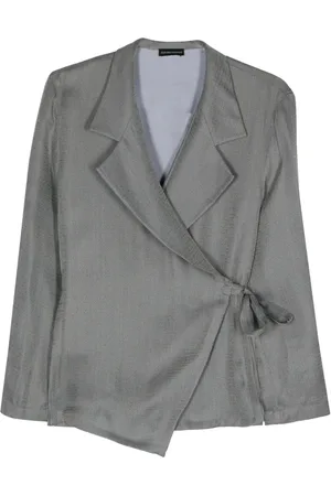 Emporio Armani Patterned-jacquard wrap blazer
