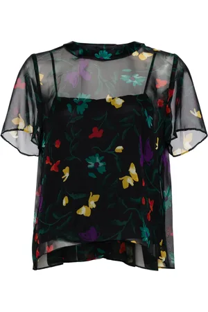 SACAI Floral-print sheer top