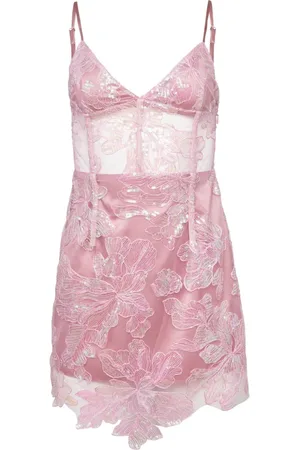 FLEUR DU MAL Floral-embroidered sequinned mini dress