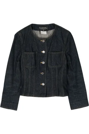 CHANEL 1996 collarless denim jacket