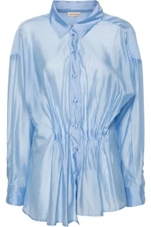 BLANCA Pleated spread-collar shirt