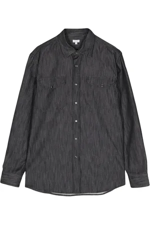 CARUSO Spread-collar denim shirt