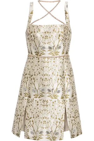 Giambattista Valli Crystal-embellished floral-jacquard mini dress