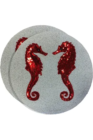 Les-Ottomans Seahorse beaded placemat (set of two)