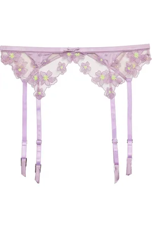 FLEUR DU MAL Petal embroidered garter belt