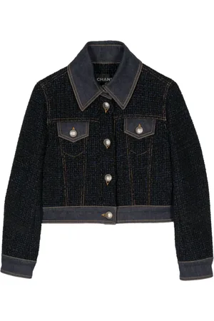 CHANEL 2018 denim-trim bouclé jacket