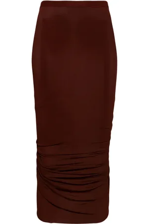 Rick Owens High-waisted ruched midi skirt