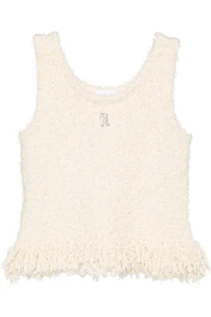 Paco rabanne Logo-plaque fringed knitted top