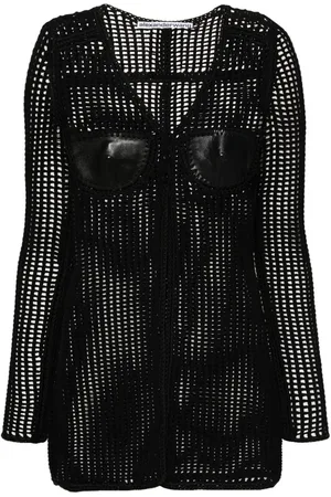 Alexander Wang Open-knit leather-detail cardigan