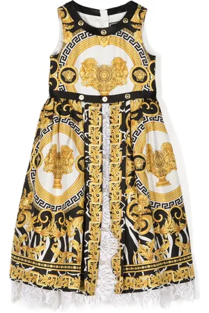 VERSACE Barocco-print lace-trim dress