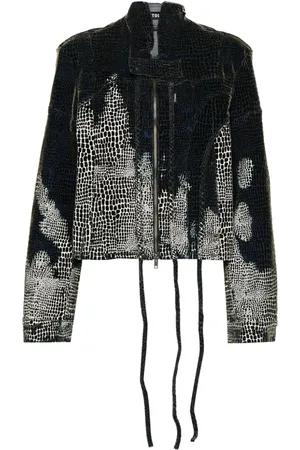 OTTOLINGER Velvet-print cropped denim jacket