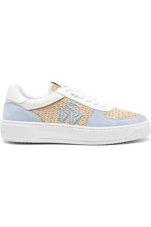 Stuart Weitzman Courtside panelled raffia sneakers