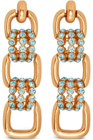 Oscar de la Renta Pavé-crystal link drop earrings