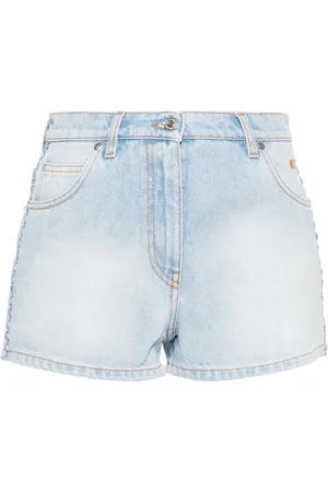 Msgm Logo-embroidered denim shorts