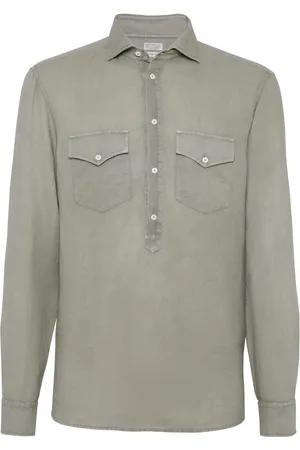 Brunello Cucinelli Spread-collar long-sleeve shirt