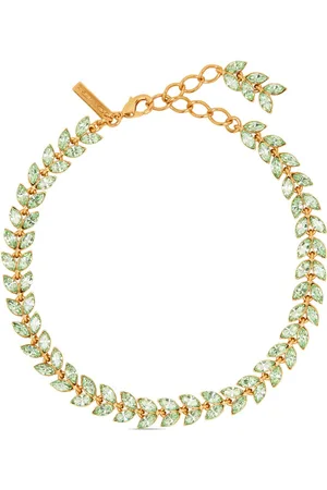 Oscar de la Renta Crystal Leaves jewel necklace