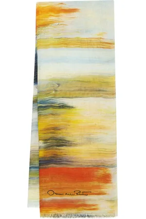Oscar de la Renta Brush-print cashmere scarf