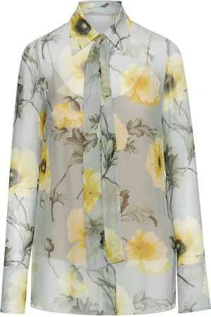 Oscar de la Renta Poppy tie-neck chiffon blouse