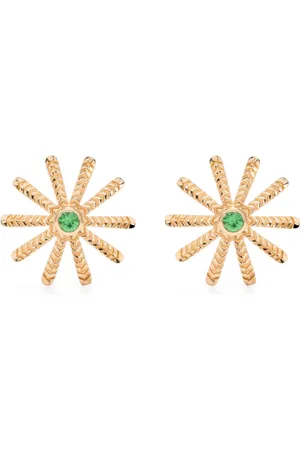 HARWELL GODFREY 18kt yellow Tiny Sunflower tsavorite stud earrings
